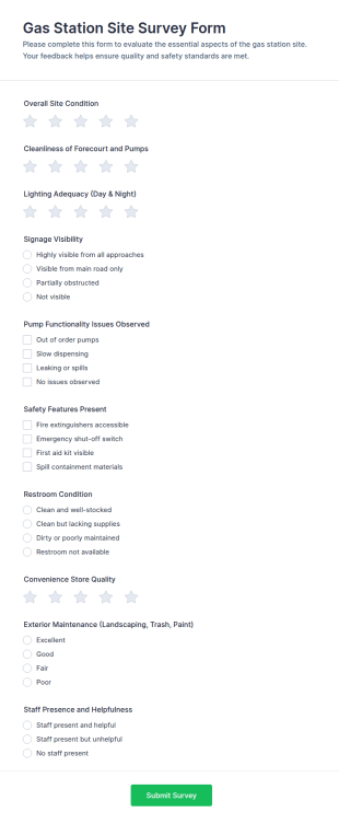 Gas Station Site Survey Form Template