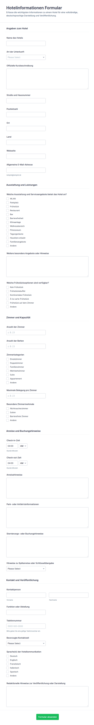Gästeinformationen Formular 🏨
