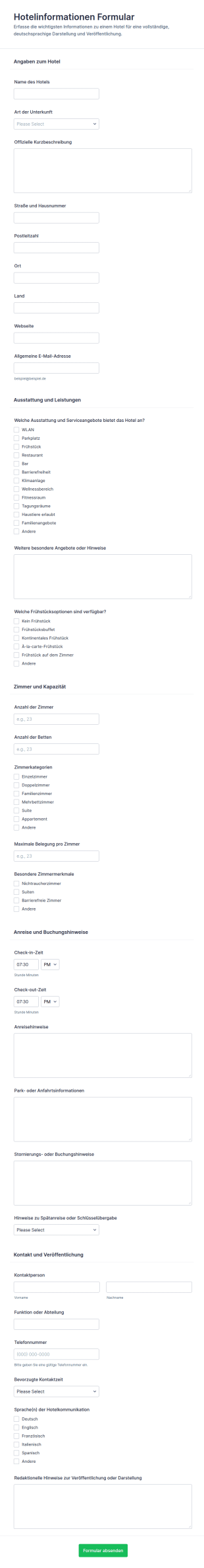 Gästeinformationen Formular 🏨