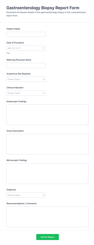 Gastroenterology Biopsy Report Form Template