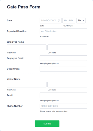 Gate Pass Form Template