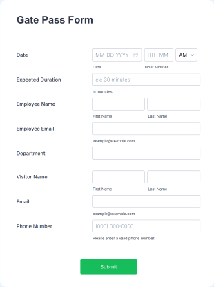 Gate Pass Form Template
