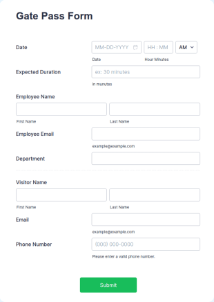 Gate Pass Form Template