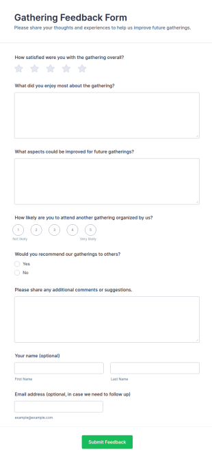 Gathering Feedback Form Template