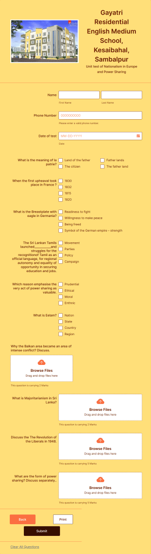 Nationalism In Europe Test Form Template