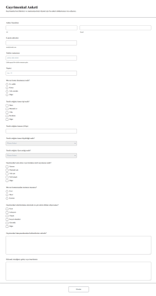 Gayrimenkul Anketi Form Şablonu