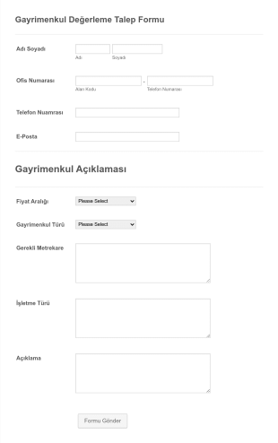Gayrimenkul Değerleme Talep Form Template