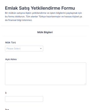 Gayrimenkul Satış Yetki Form Şablonu