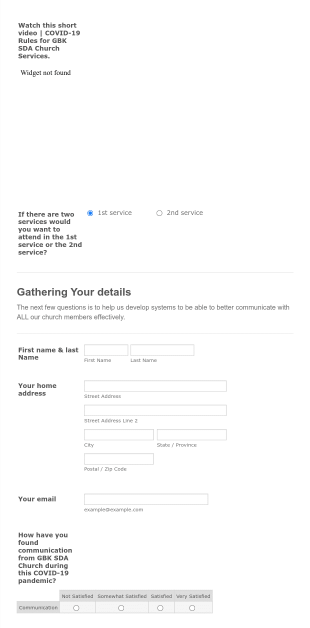 GBK Church Reopening Church Survey Form Template