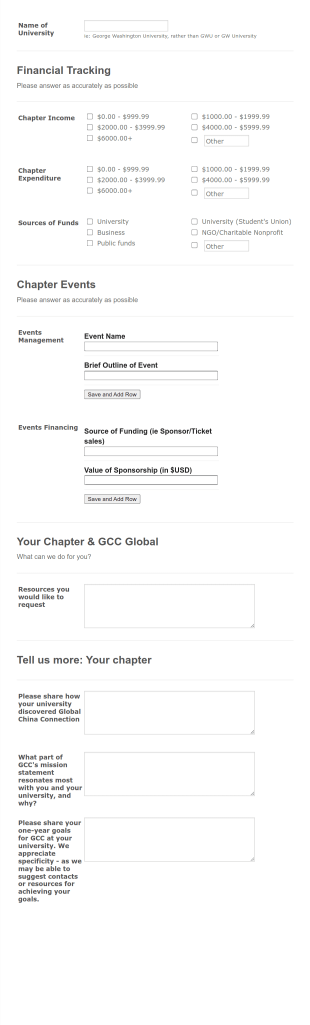 GCC Annual Chapter Survey, 2019 2020 Form Template
