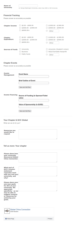 GCC Annual Chapter Survey, 2019 2020 Form Template