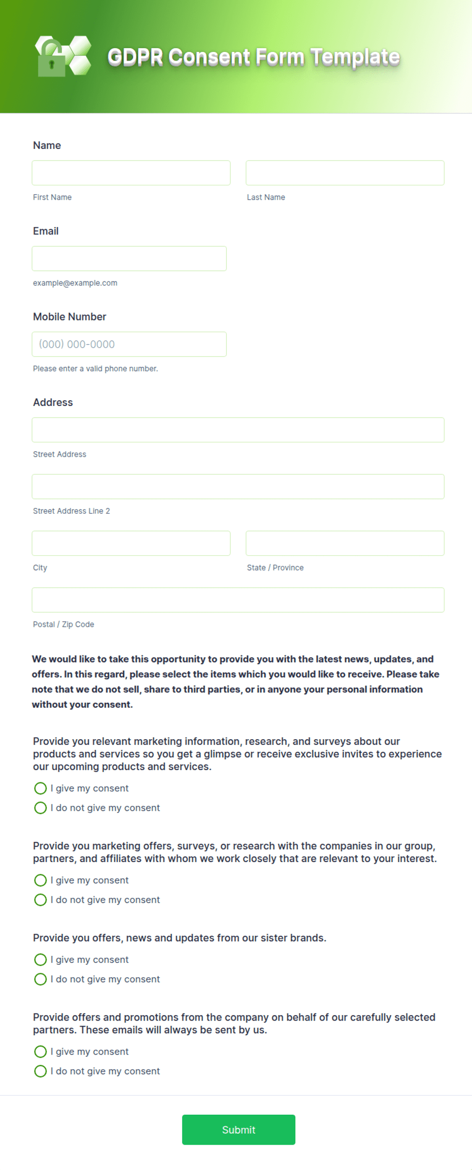 GDPR Consent Form Template Jotform