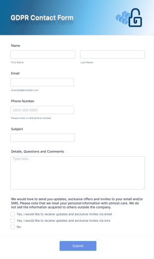 GDPR Contact Form Template