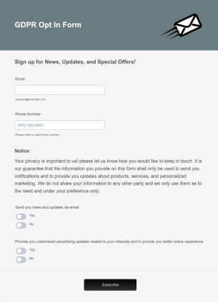GDPR Opt In Form Template