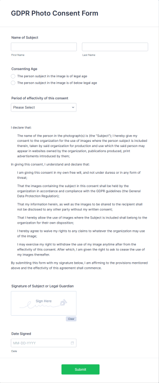 GDPR Photo Consent Form Template