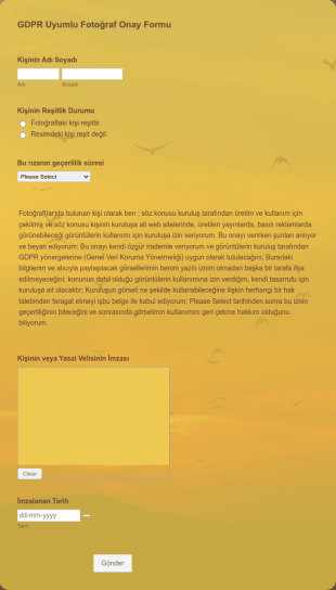 GDPR Uyumlu Fotoğraf Onay Form Şablonu