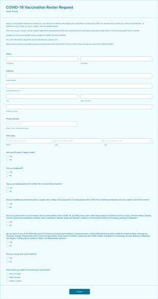 Geary County COVID 19 Vaccination Roster Request Form Template