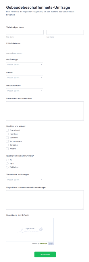 Gebäudebeschaffenheits Umfrage