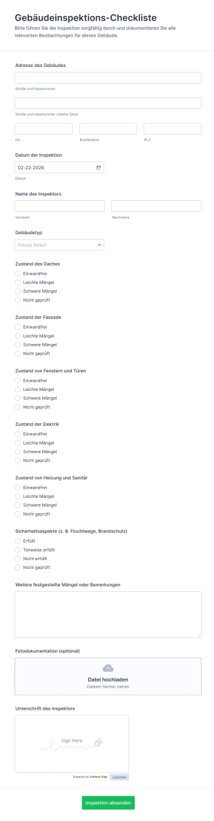 Gebäudeinspektions Checkliste