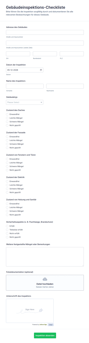 Gebäudeinspektions Checkliste