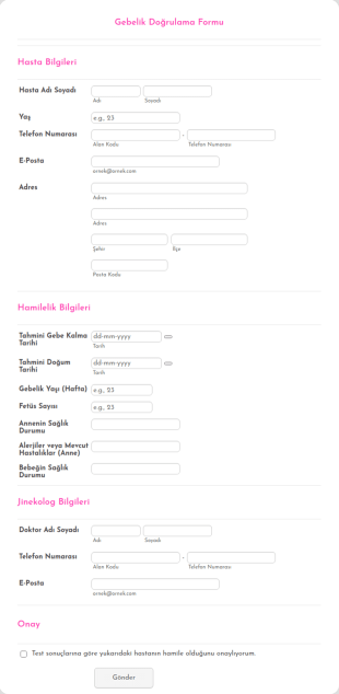 Gebelik Doğrulama Form Şablonu