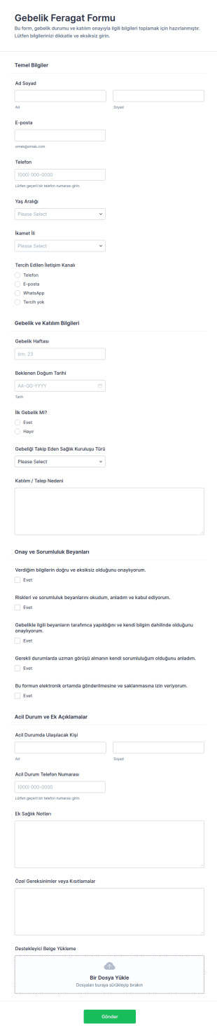 Gebelik Feragatname Form Şablonu