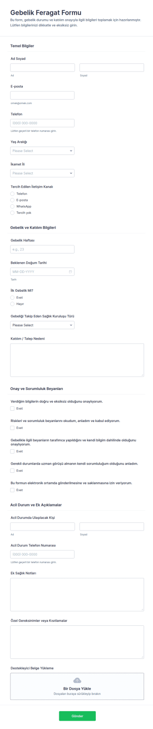 Gebelik Feragatname Form Şablonu