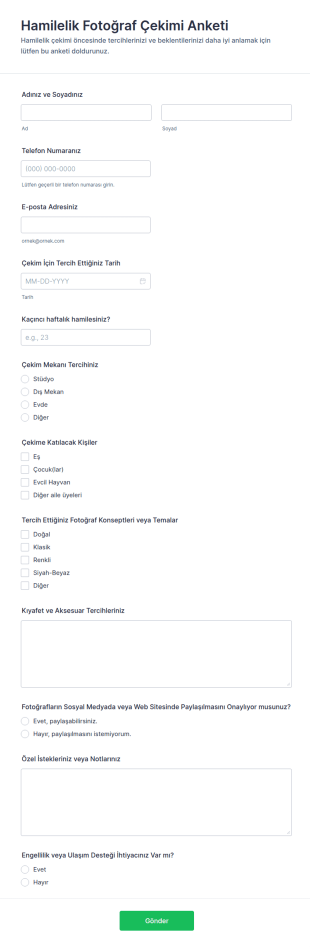 Gebelik Seansı Anketi Form Şablonu