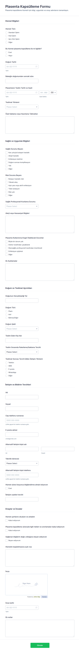 Gebelik Sonrası Toplama Anlaşması Formu 📝🤰 Form Şablonu