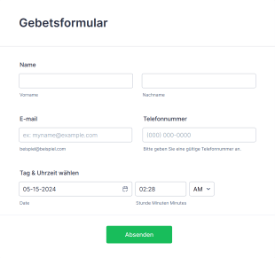 Gebetsformular Form Template