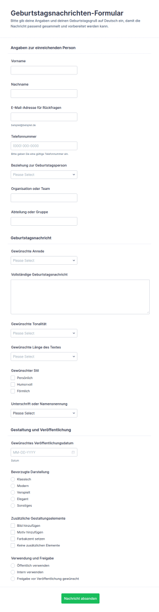 Geburtstagsnachrichtensammlung