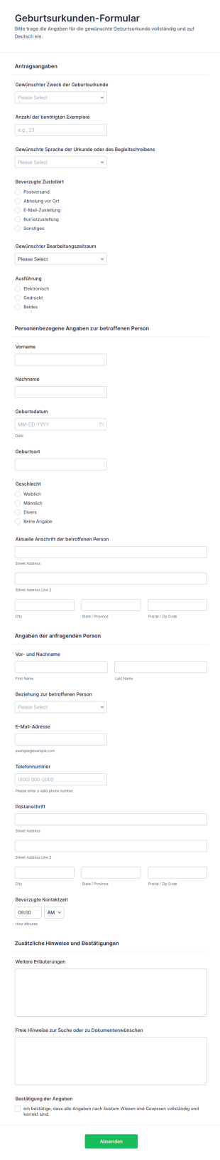 Geburtsurkunden Checkliste