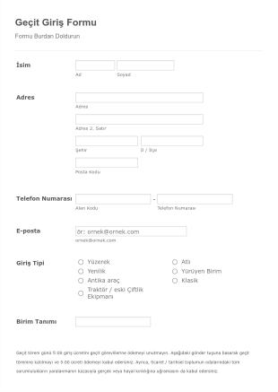 Gecit Giris Form Template