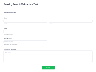 GED Practice Test Booking Form Template