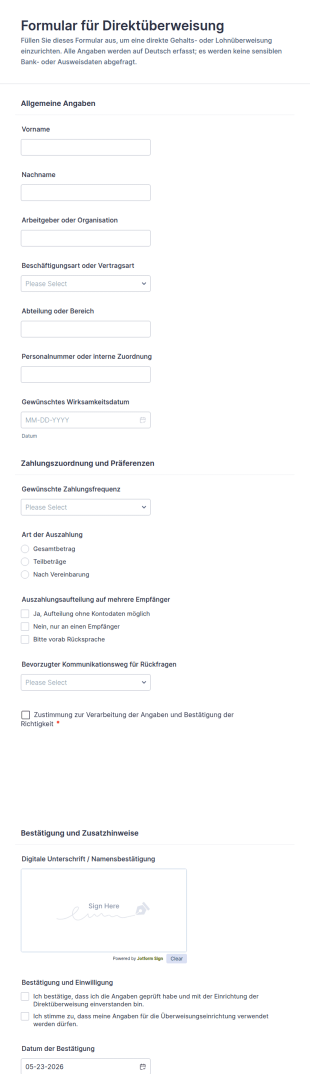 Gehaltsabrechnungsformular