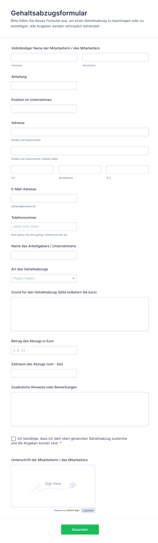 Gehaltsabzugsformular