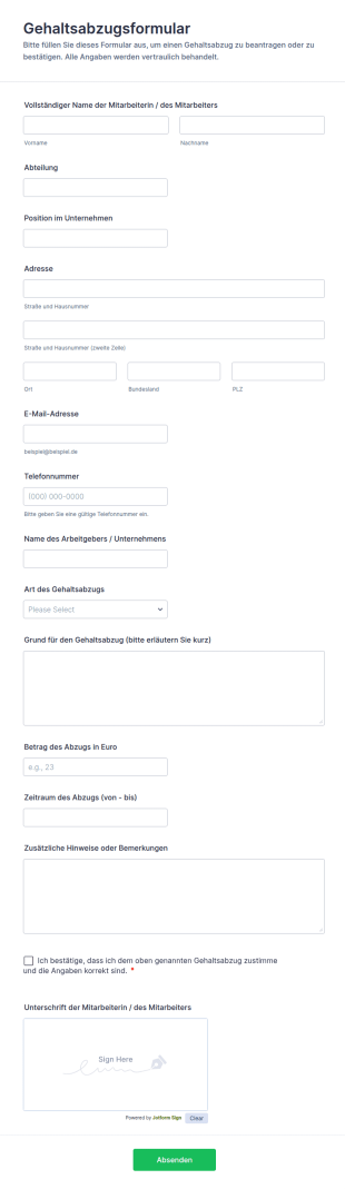 Gehaltsabzugsformular