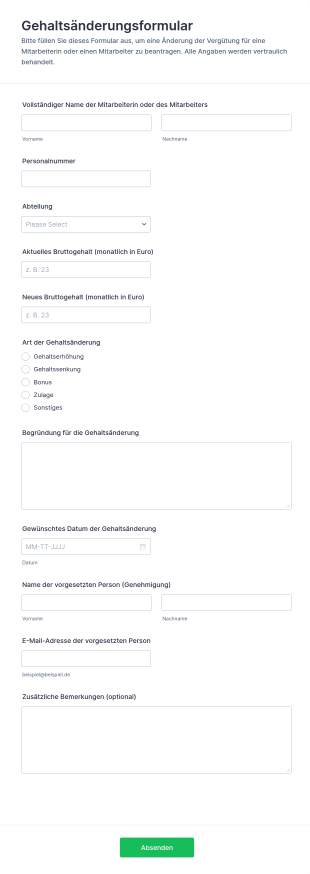 Gehaltsänderungsformular