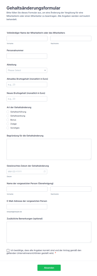 Gehaltsänderungsformular