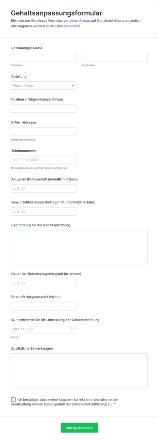 Gehaltsanpassungsformular