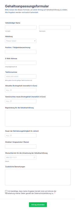 Gehaltsanpassungsformular