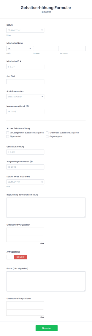 Gehaltserhöhung Formular Form Template