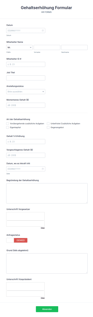 Gehaltserhöhung Formular