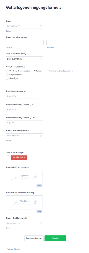 Gehaltsgenehmigungsformular