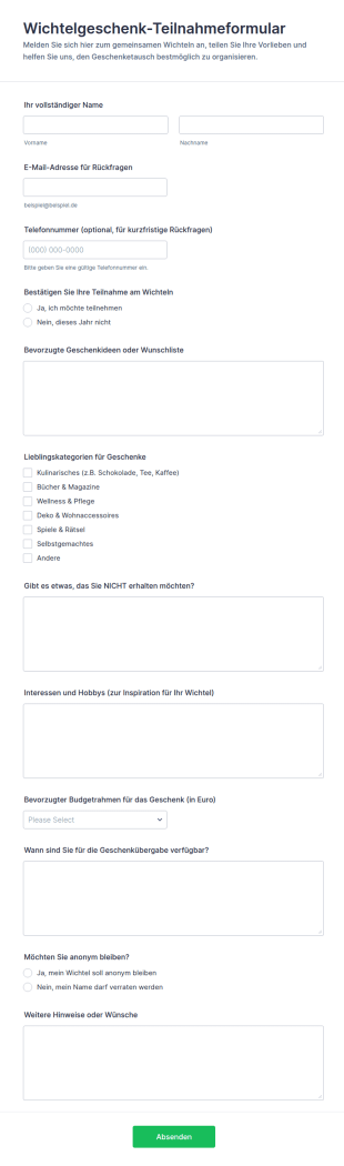 Geheime Weihnachtswichtel Austausch Umfrage