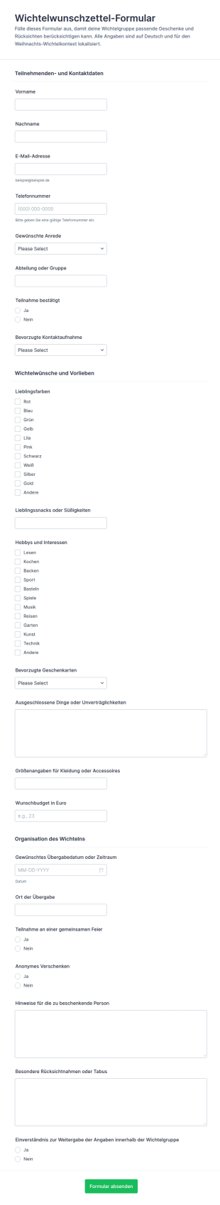 Geheime Weihnachtswunschliste Umfrage