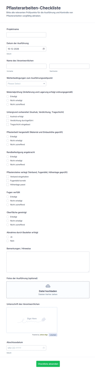 Gehweg Checkliste