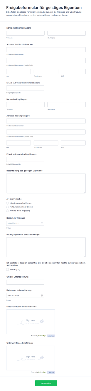 Geistiges Eigentumsfreigabeformular