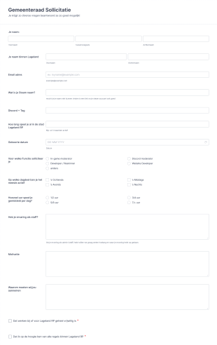 Gemeenteraad Sollicitatie Formulier Form Template