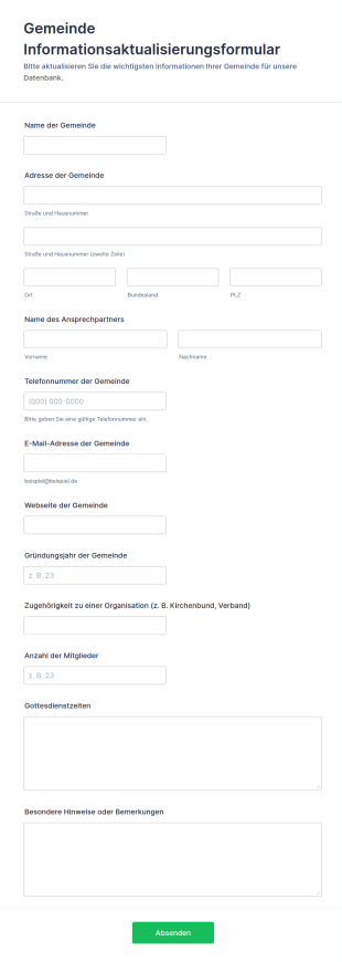 Gemeinde Informationsaktualisierungsformular